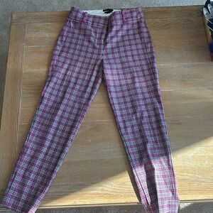 j. crew pink plaid cameron slim crop pants
